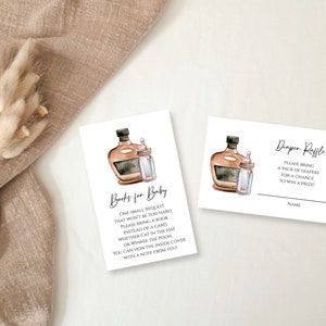 Bourbon und Flaschen Paare Dusche Bucheinlage, Sofort Download, bearbeitbar, Vorlage, Bourbon Coed Baby Shower Windel Verlosungskarte e870