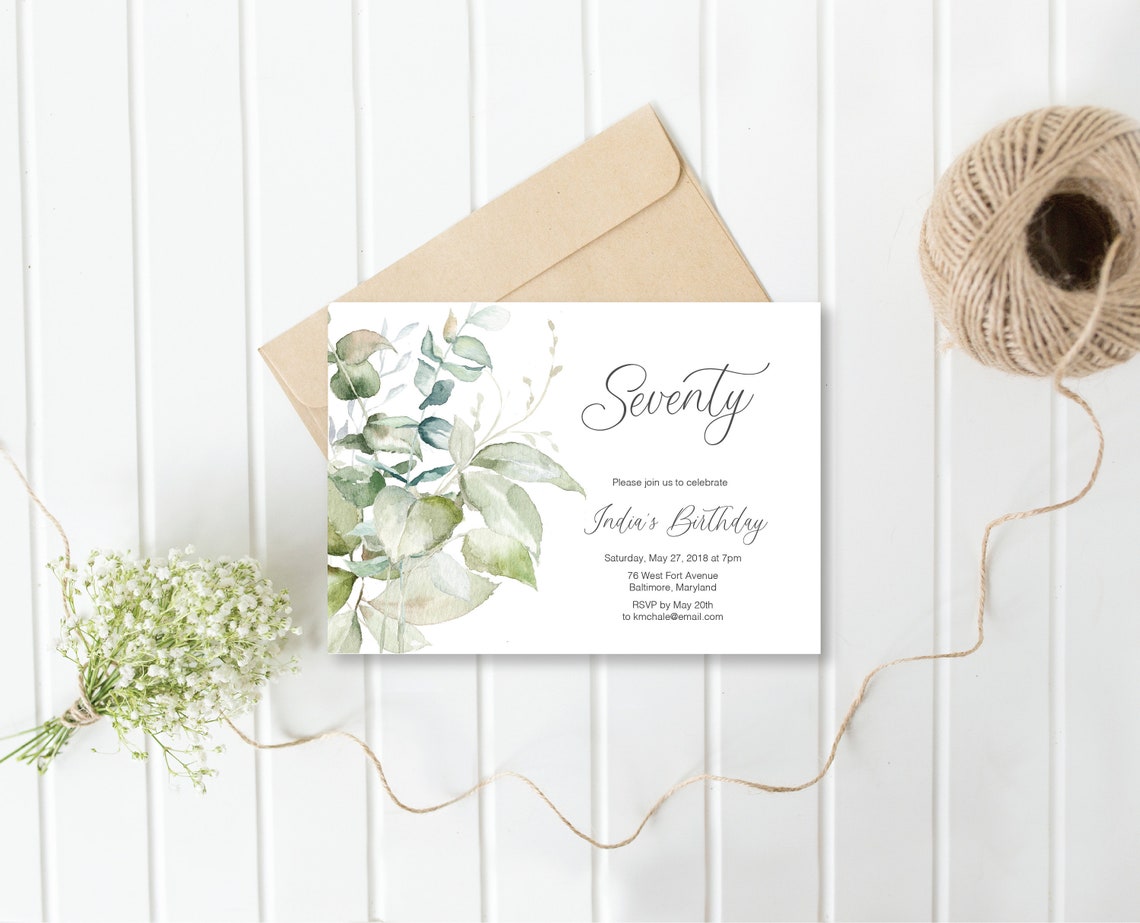 Greenery Birthday Party Invitation 60th Birthday Party - Etsy