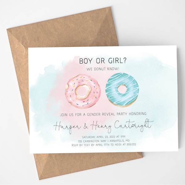Gender Reveal Party Invitation Etsy