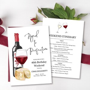 Napa Birthday Weekend invitation and itinerary, INSTANT DOWNLOAD, Wine Birthday Weekend Invitation, Girls Weekend Invite, e417