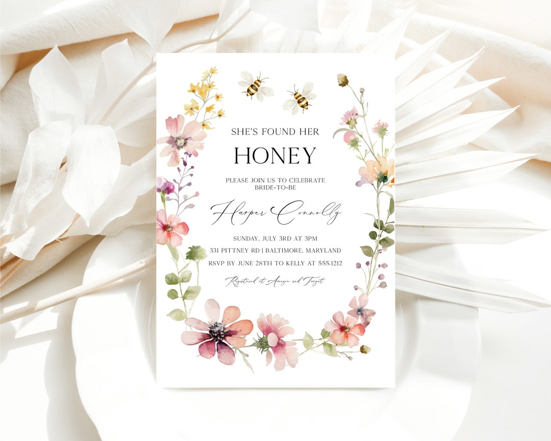 Editable Bee Bridal Shower Invitation, Honey Bee Bridal Shower Invitation, Templett Instant