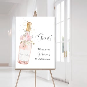 Rose All Day Bridal Shower Welcome Sign, Editable Bridesmaids Luncheon Invite, Champagne Brunch Bridal Shower Sign, INSTANT DOWNLOAD, e574