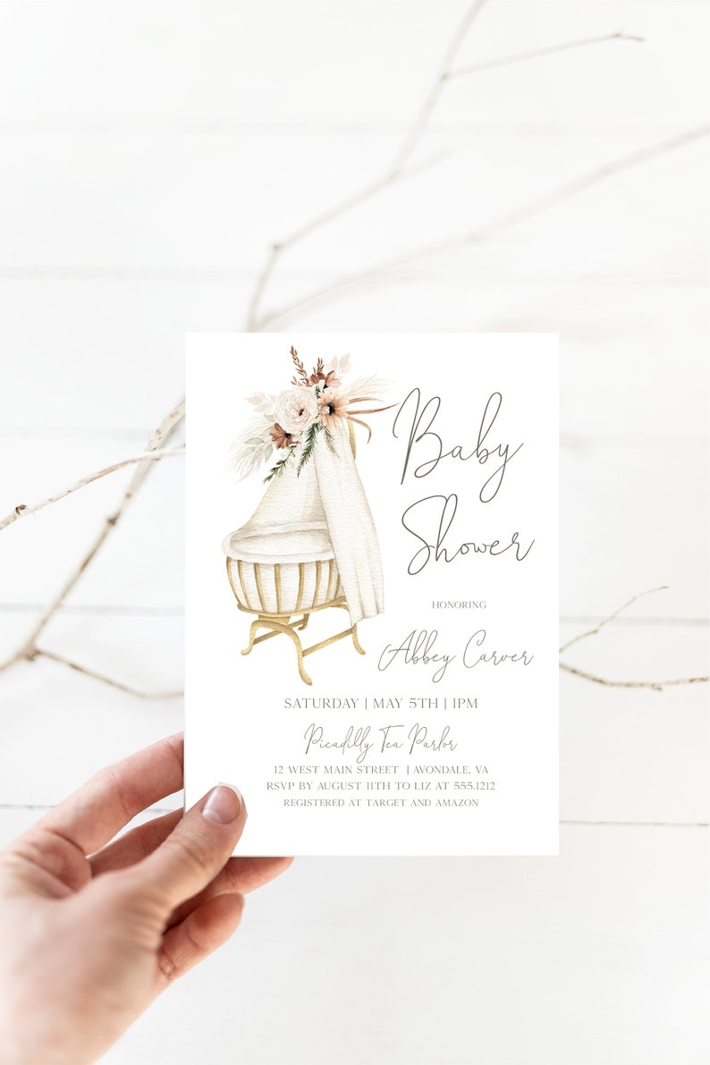 Editable Gender Neutral Baby Shower Invitation Boho Baby Etsy