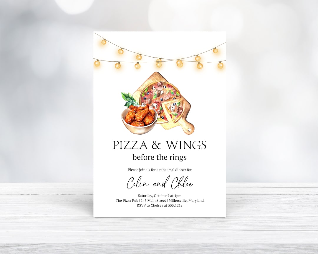 Pizza and Wings Engagement Party Invitation, Instant Download, Editable
