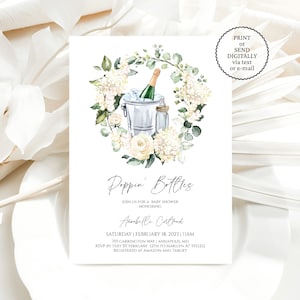 Poppin Bottles Baby Shower Invitation, Instant Download, Editable Template, Gender Neutral Champagne Shower Invitation Package, e731