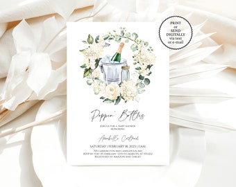 Poppin Bottles Baby Shower Invitation, Instant Download, Editable Template, Gender Neutral Champagne Shower Invitation Package, e731
