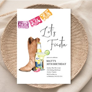 Fiesta Birthday Invitation, Editable Template, Mexican Theme Birthay Party Invite, Mexican Fiesta Invitation, Southwestern Invite, e573b