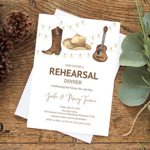 Western Rehearsal Dinner Invitation, Instant Download, Cowboy Boots rehearsal dinner invite, Editable Cowboy Rehearsal Dinner Template, e378