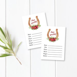 Kentucky Derby Party Betting Cards,  Printable Derby Betting Cards, Editable Horse Race Betting Cards, Instant Download, Templett, e362