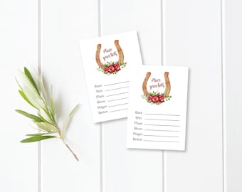 Kentucky Derby Party Betting-Karten, druckbare Derby-Wettkarten, bearbeitbare Pferderennen-Wettkarten, sofortiger Download, Templett, e362