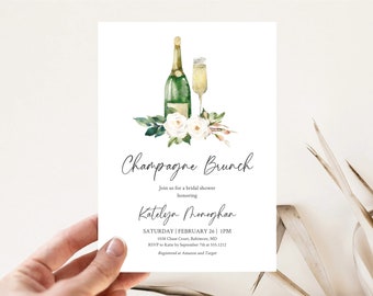 Champagne Brunch Invitation, Editable Bridesmaids Luncheon Invite, Brunch and Bubbly Bridal Shower Invitation, INSTANT DOWNLOAD, e731b