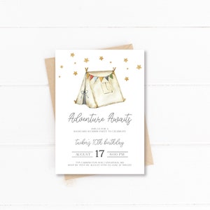 Camping Birthday Sleepover Party Invitation, Instant Download, Backyard ...