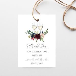 Red Wine Favor Tag, Editable Favor Tag Template, Rehearsal Dinner Favor Tag Instant Download, templett, e483