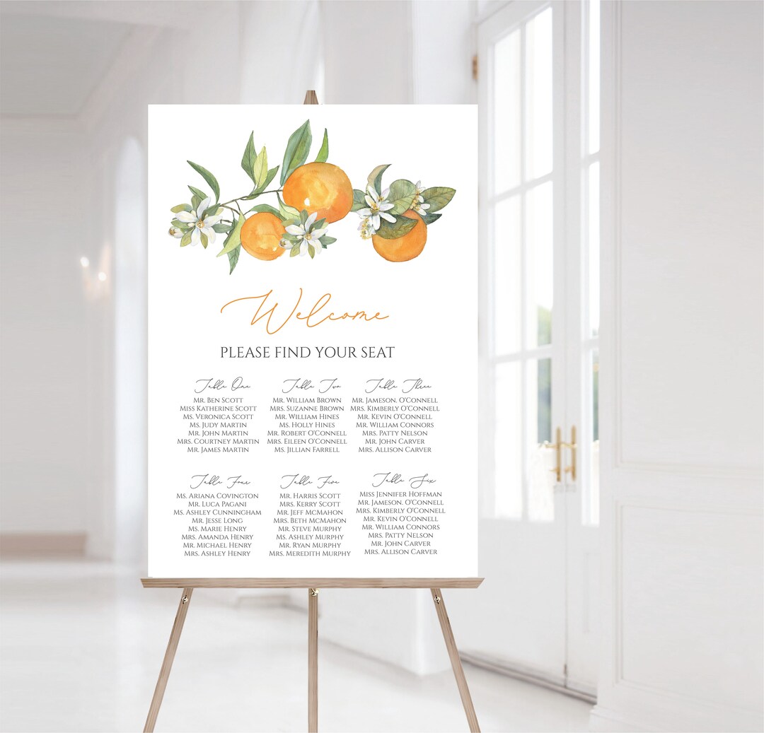 Little Cutie Baby Shower Seating Chart, Instant Download, Editable