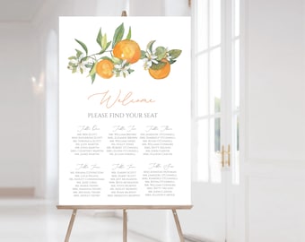 Little Cutie Baby Shower Seating Chart, Instant Download, Editable Seating Chart, Citrus Seating Chart, e446