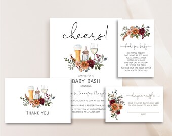 Baby Bash Shower Invitation Gender Neutral, Instant Download, Editable Template, Couples Baby Shower Invitation Bundle, e267f
