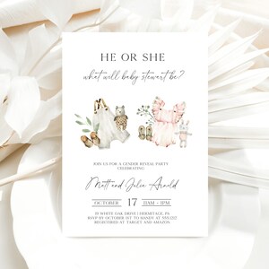 Editable Gender Reveal Party Invitation, Instant Download, Baby Clothes Gender Reveal Invitation,  e706