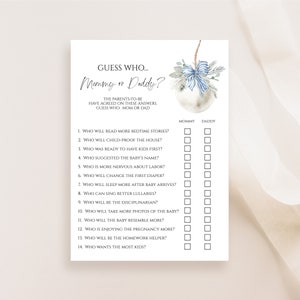 Mommy or Daddy Christmas Baby Shower Game, Instant Download, Editable Boy Baby Shower game, Guess Who Game E566