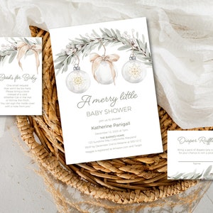 Christmas Baby shower Invitation Bundle, Winter Gender Neutral Baby Shower Invitation Package, Winter Baby Shower Invitation, e566