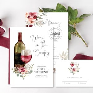 Napa Birthday Weekend invitation and itinerary, INSTANT DOWNLOAD, Wine Birthday Weekend Invitation, Girls Weekend Invite, e562