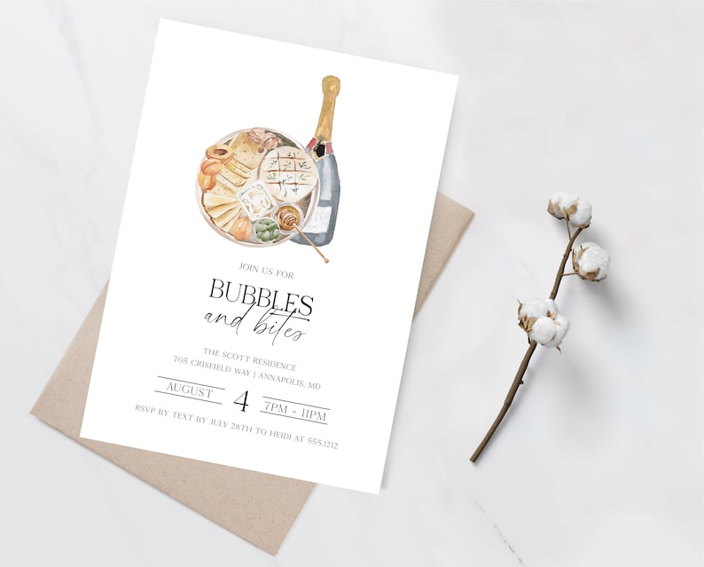 Bubbles and Bites Invitation Template Instant Download Etsy