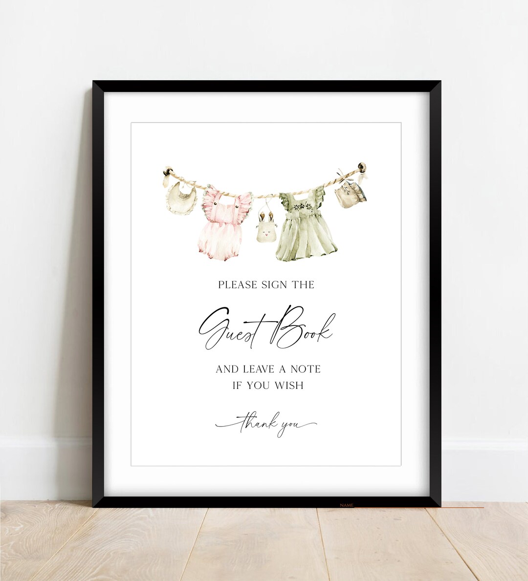 Girl Baby Shower Guest Book Printable Sheet, Baby Clothes Shower Guest ...