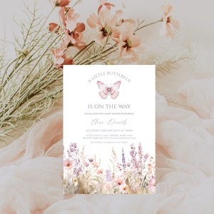 Boho Butterfly Baby Shower Invitation, Self-editing Floral Butterfly ...