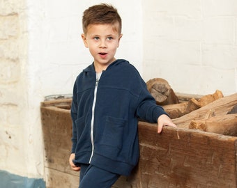 Organic Kid's Fleece Jacket - Indigo