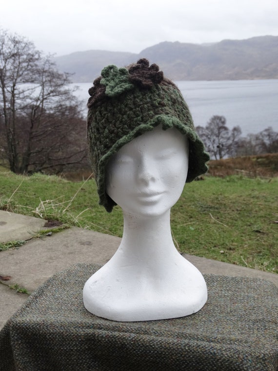Hand spun hand knitted Shetland wool hat in natural colours