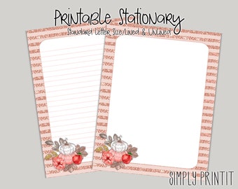 Stationery Paper, Fall Printable Stationary Set, A4 Stationary Paper, Instant Download Printable Paper