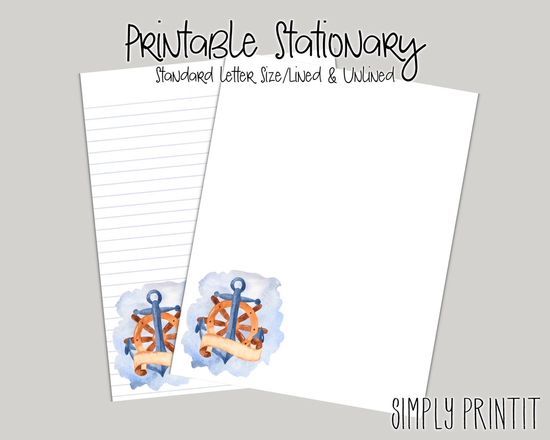 Stationary Paper, Nautical Printable Stationary, A4 Stationary, Digital Paper Instant Download ...