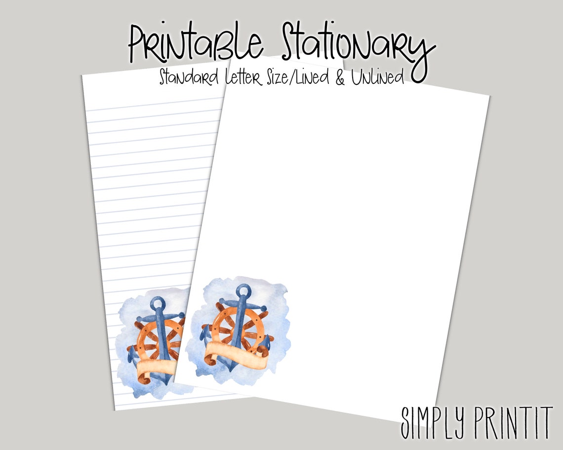 Stationary Paper, Nautical Printable Stationary, A4 Stationary, Digital Paper Instant Download ...
