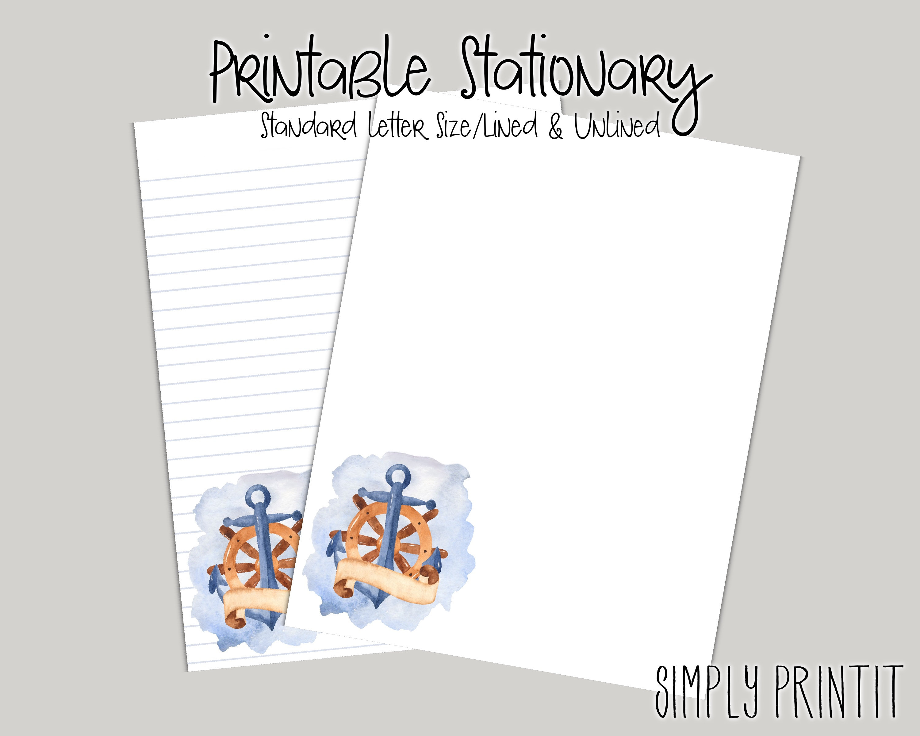 Nautical Printable Stationary A4 Stationary Digital Paper | Etsy