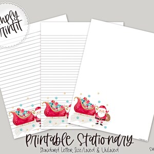 Stationery Paper, Christmas Stationary, Printable Santa Paper, Decorative Lined and Unlined Printable Paper