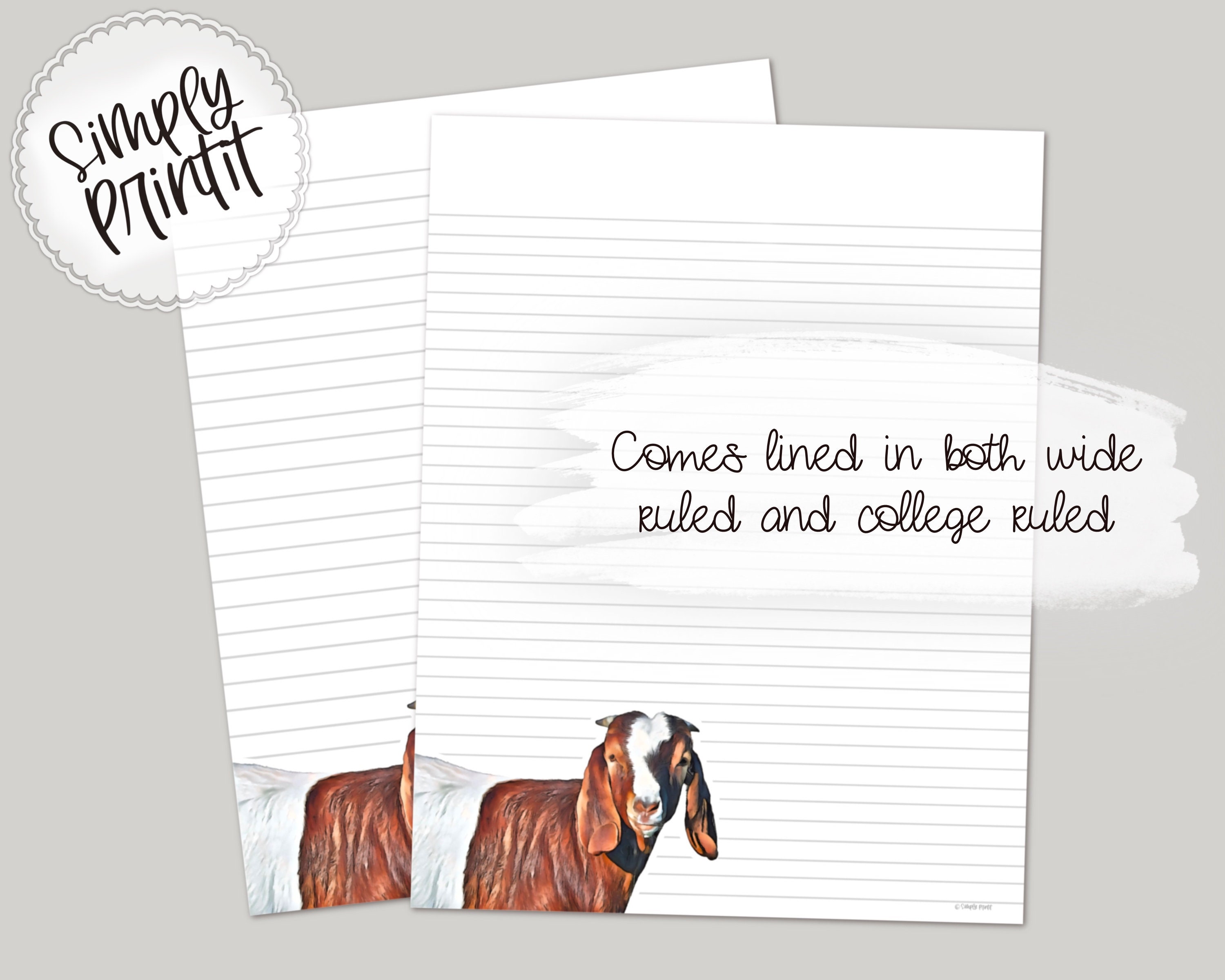 Printable Stationery, Digital Stationary, Goat Writing Paper, Farm ...