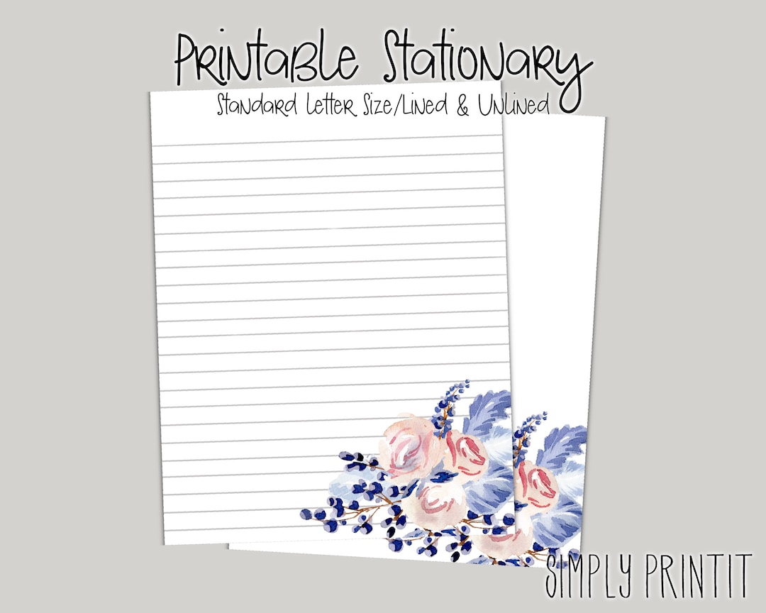 Stationery Paper, Flower Printable Stationary, A4 Stationary, Digital