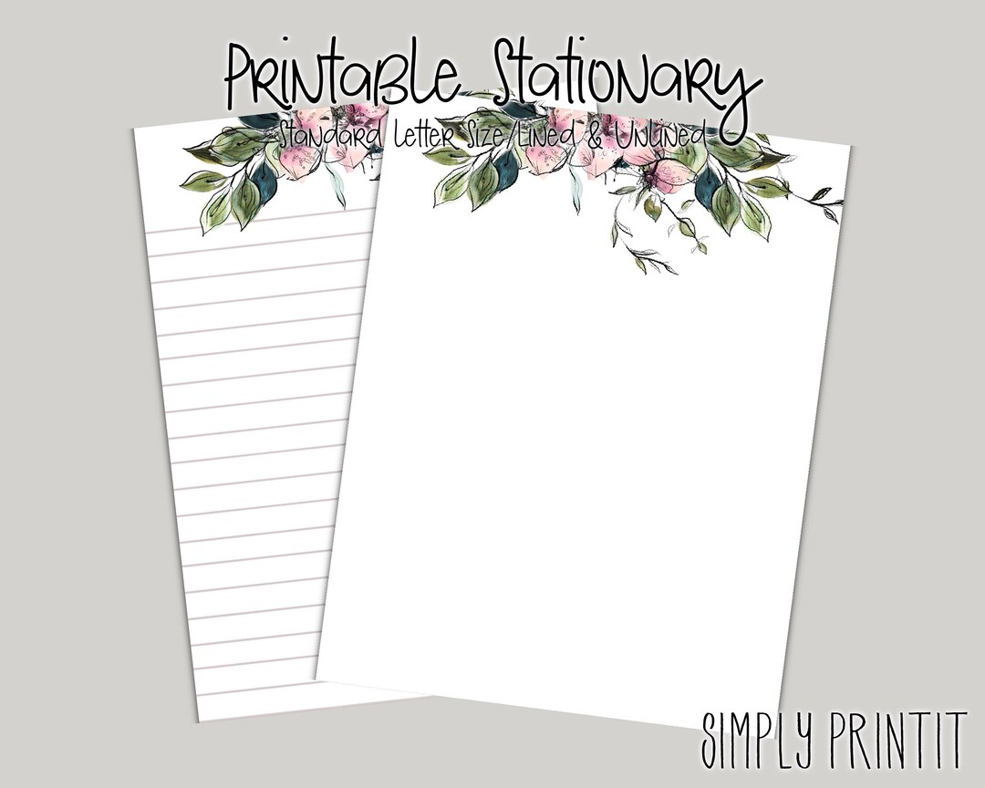 Stationery Paper, Floral Printable Stationary, A4 Stationary, Digital