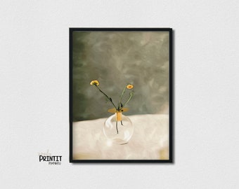 Neutral Still Life Floral Painting, Vintage Botanical Print, Cottage Core Wall Art, PRINTABLE Decor, Digital Download, Boho Botanical Art
