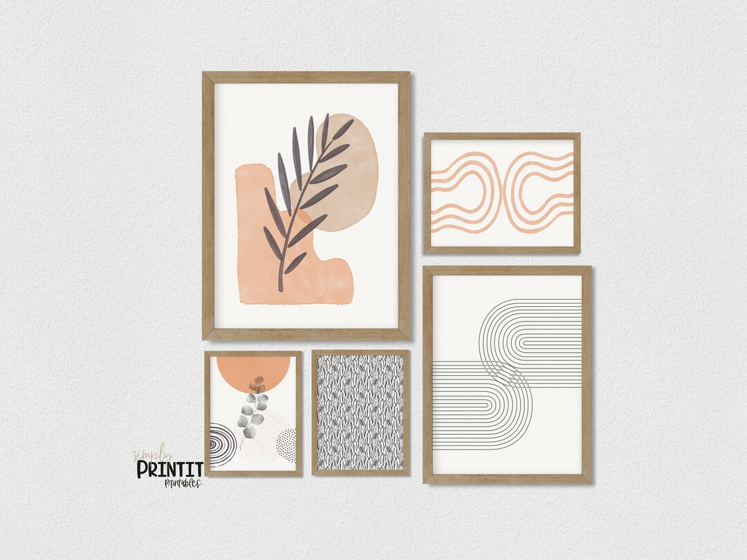 Boho Wall Decor, Gallery Wall Set of 5 Multi Piece Wall Art, Terracotta