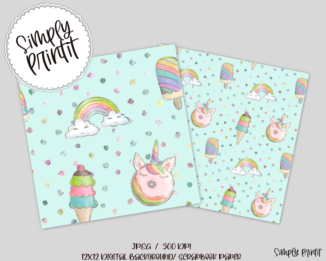 digital papers unicorn printable scrapbook paper seamless etsy