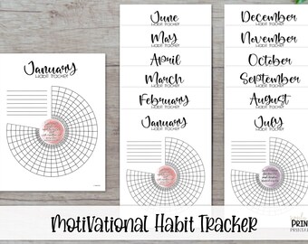 Tracker delle abitudini stampabile, pianificatore stampabile, diario del tracker delle abitudini, pagina del pianificatore digitale 2023, tracker delle abitudini del cerchio