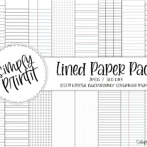 Druckbares liniertes Papier, gezeichnetes Papier Bündel, Briefpapier, druckbares Notebook Journal Papier, sofortiger download