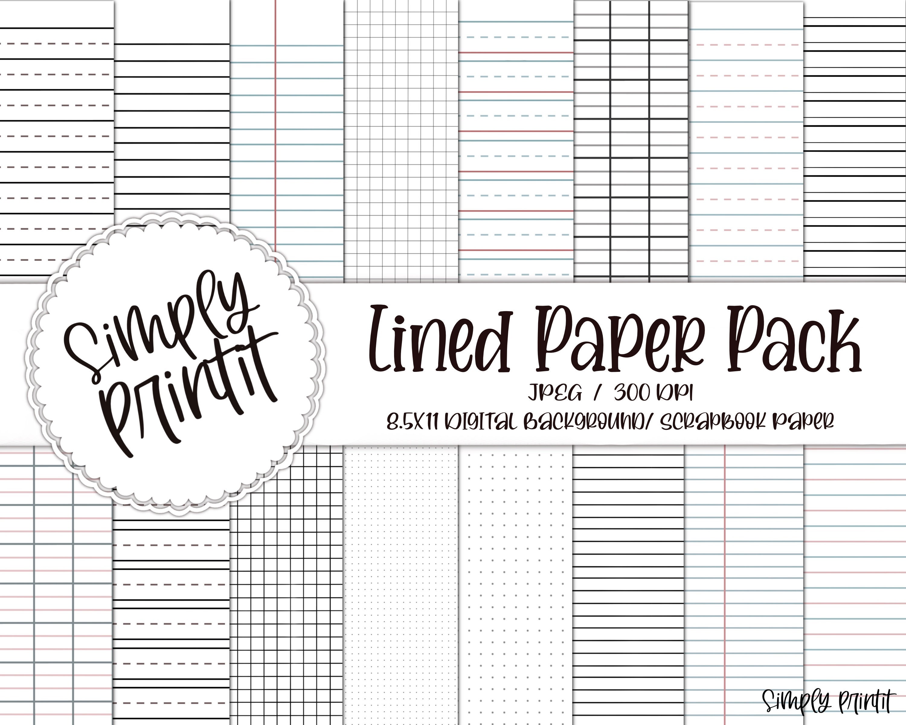 lined digital paper printable notebook paper writing etsy