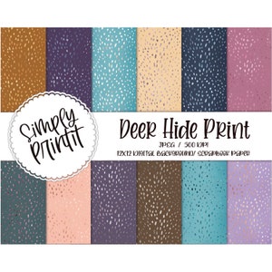 Digital Paper, PRINTABLE Animal Print Scrapbook Paper, Seamless Background Pattern, 12x12 Printable Scrapbook Paper - Deer Hide Print