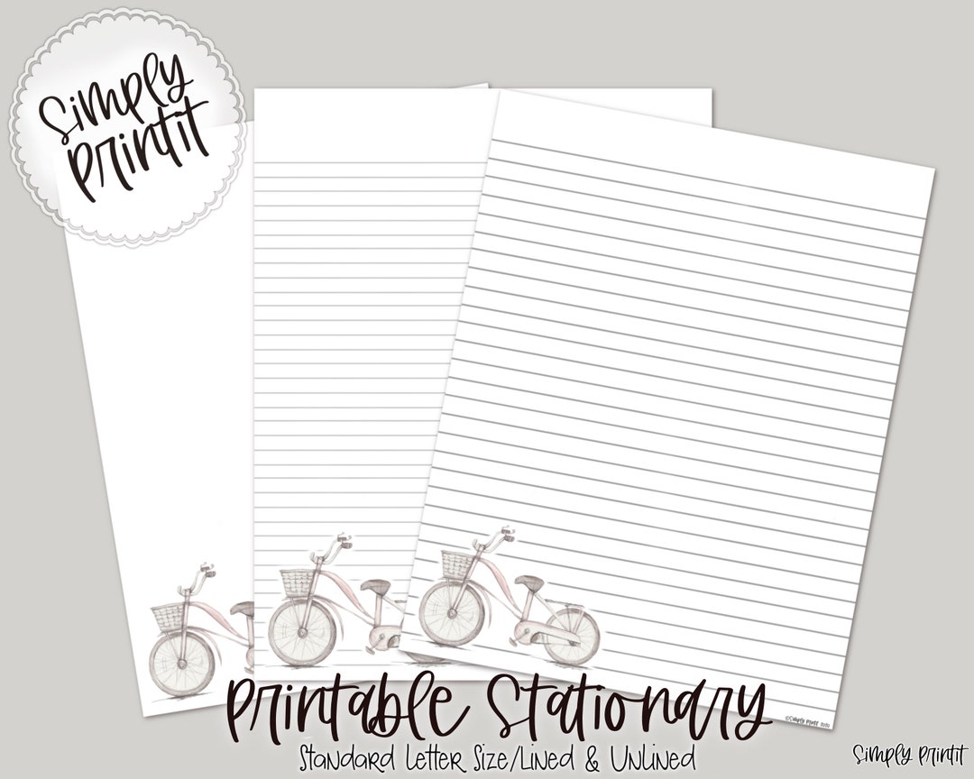 Stationery Paper, Bicycle Stationary Set, Printable Writing Paper With ...