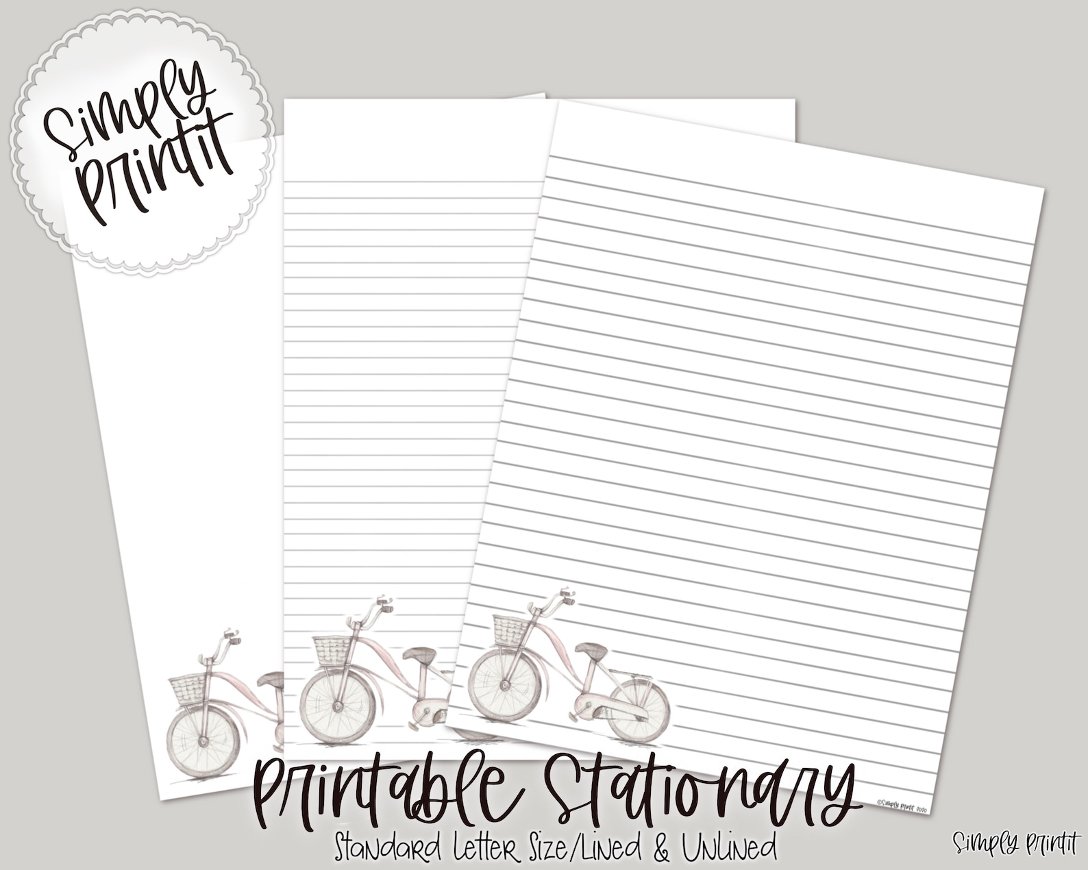 Stationery Paper, Bicycle Stationary Set, Printable Writing Paper With ...