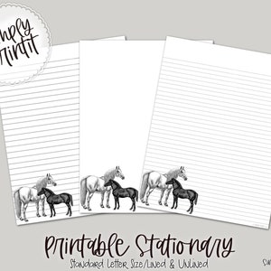 Stationary Paper, Horses Printable Stationery Set, A4 Stationary Paper ...