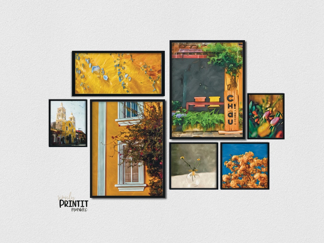 Mustard Yellow Wall Art, Printable Wall Art, Multi Piece Wall Art