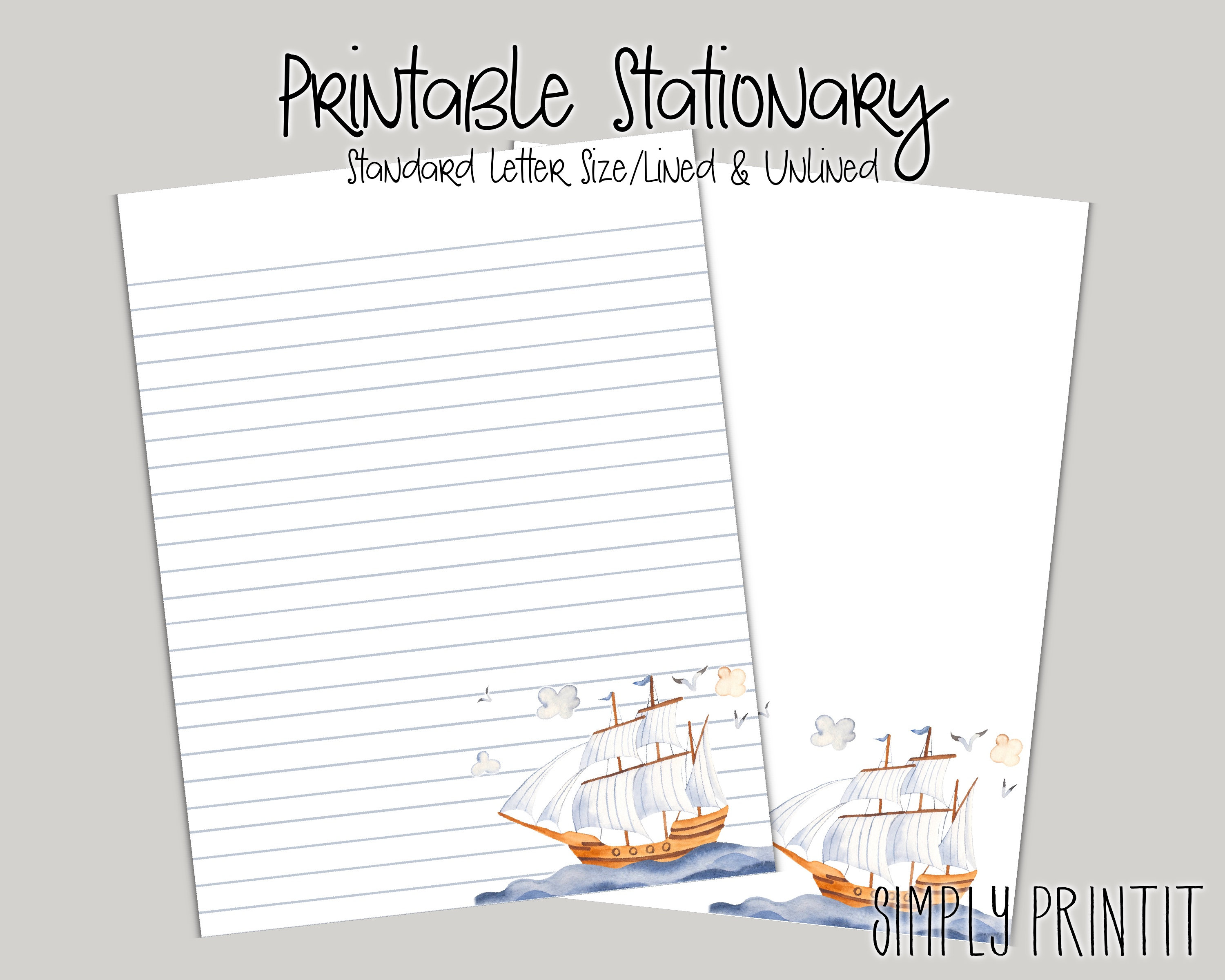 Stationary Paper, Nautical Printable Stationary Set, A4 Stationary ...
