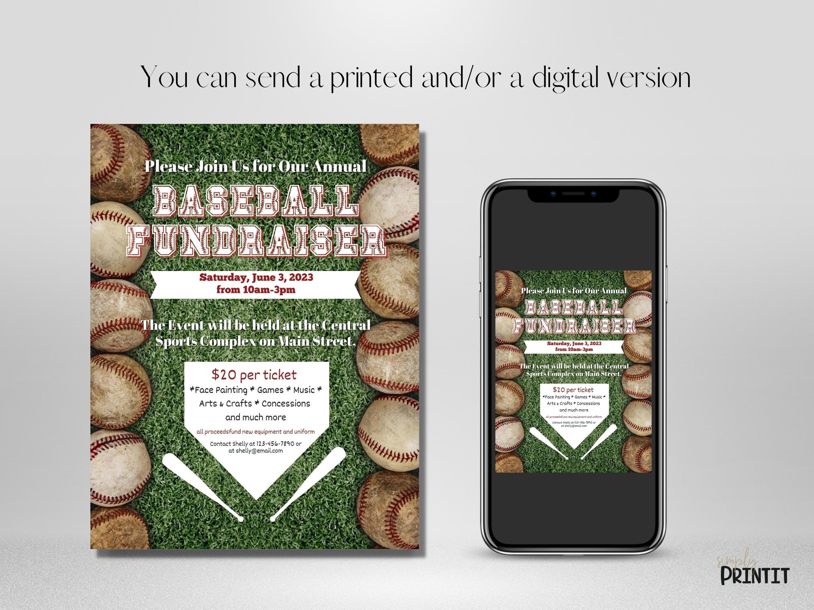 Editable Flyer Template, EDITABLE Baseball Fundraiser Flyer, School ...